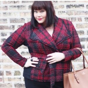 Lane Bryant Buffalo Plaid Tweed Shimmer Jacket